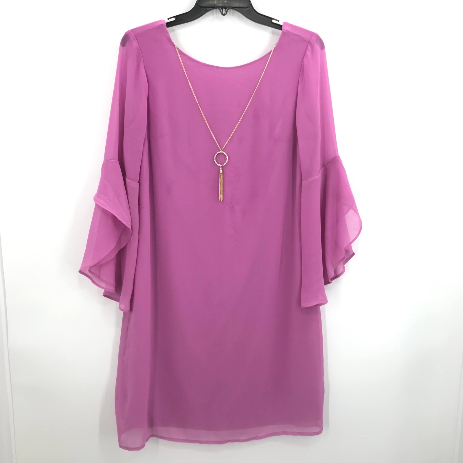 Thalia Sodi Flare Sleeves Gold Chain Mini Dress